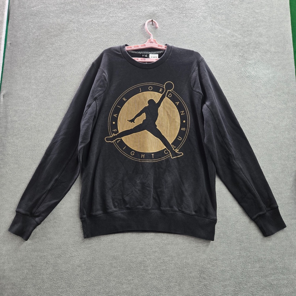 Jordan Men Sweatshirt XL Black Cotton Polyester Logo Jumpman Graphic